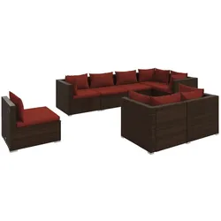Helloshop26 - Gartenmöbel Outdoor Lounge Möbel Set 8-teilig mit Kissen Polyrattan braun 02_0017726