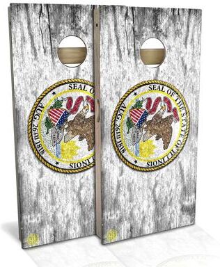 Skip's Garage Illinois Flag Outdoor Cornhole Board Set