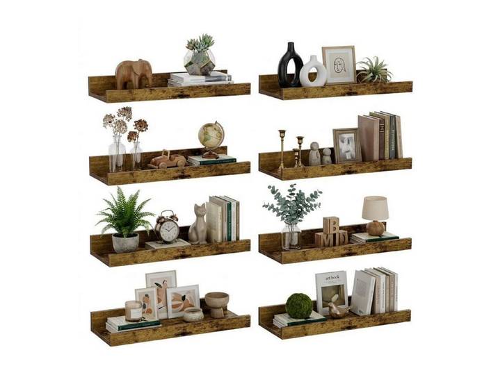 LuxusKollektion Wandboard Schweberegal 8er Set Vintagebraun 40cm, 8-tlg.