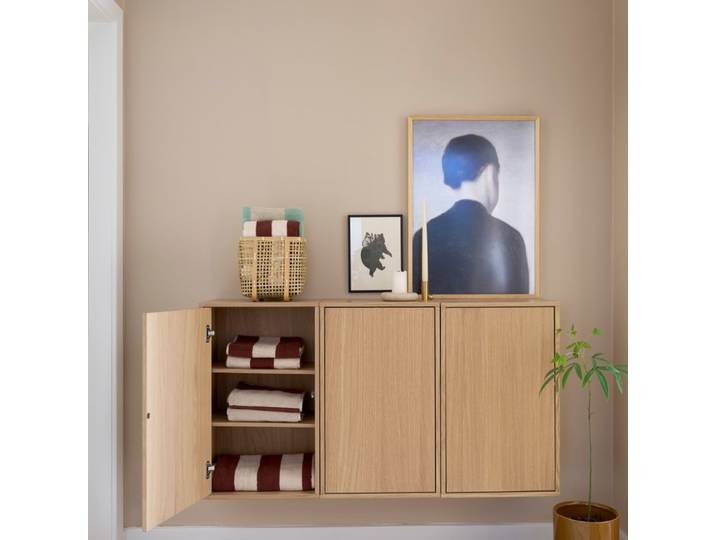 Boîte de rangement en placage de chêne coloris marron