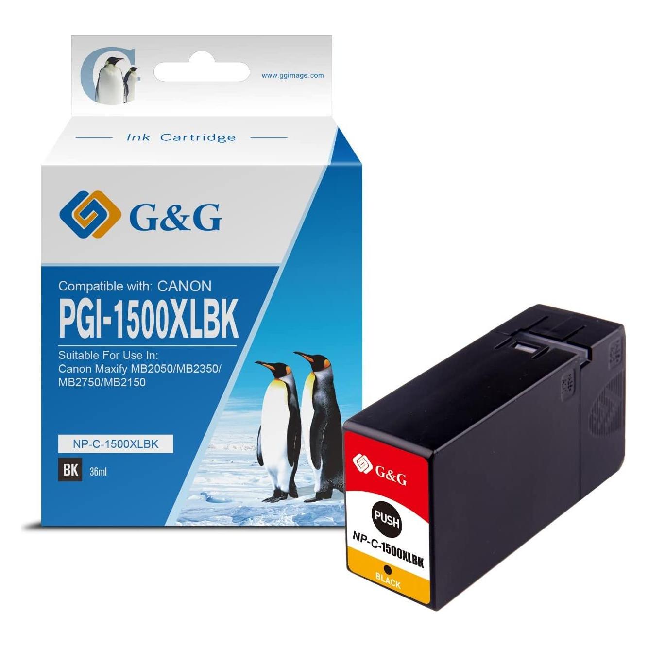 G&G Druckerpatrone ersetzt PGI-1500XL BK (BK) (1C1500B)