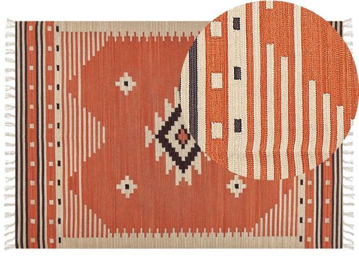 Tapis kilim en coton 160 x 230 cm orange GAVAR