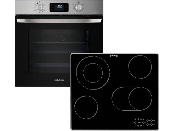 PRIVILEG Backofen-Set BAKO Turn&Cook 310 , Energieeffizienz: A+, grau (edelstahl), Herdsets, ECO Heißluft - saftigen Braten durch gleichmäßige Luftverteilung, Backofen-Set