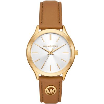 Quarzuhr MICHAEL KORS "SLIM RUNWAY", braun (cognacfarben), Armbanduhren, Damen, Quarzuhr, Armbanduhr, Damenuhr, Lederarmband, analog