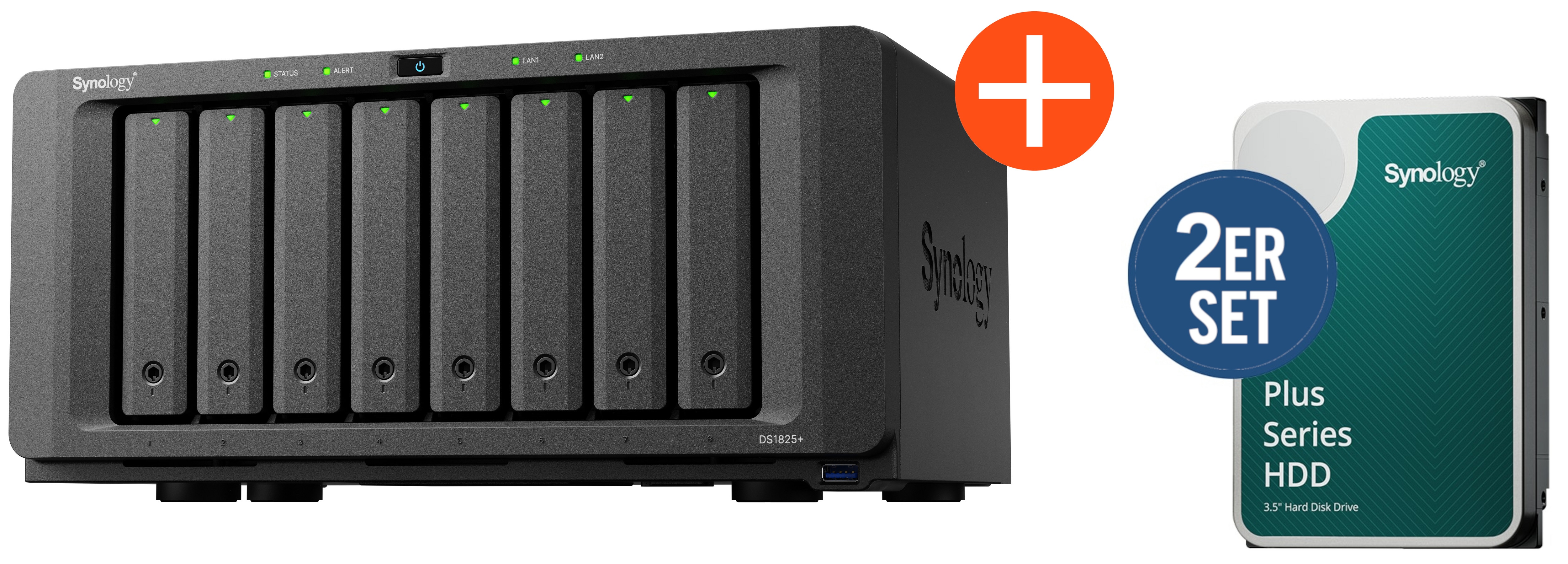 Synology Diskstation DS1825+ NAS System 8-Bay 8 TB inkl. 2x 4 TB Synology HDD HAT3300-4T