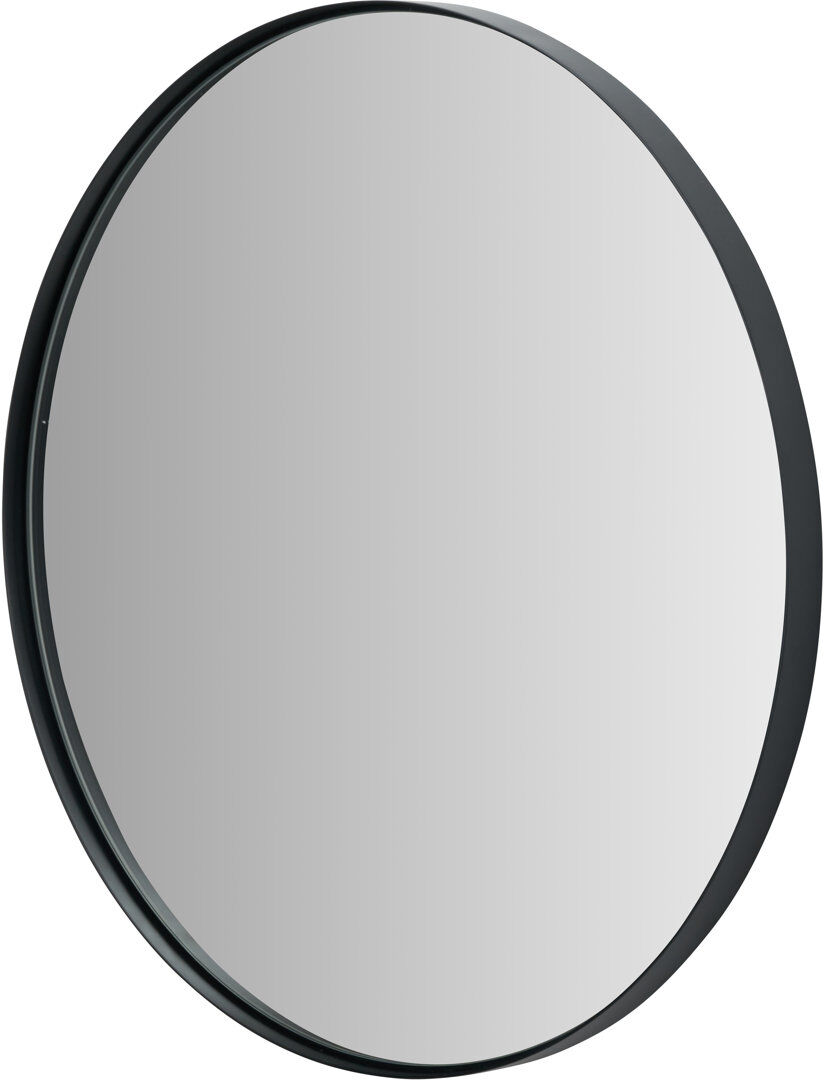 17 Stories Stainless Steel Round Mirror Black 80cm x 80cm