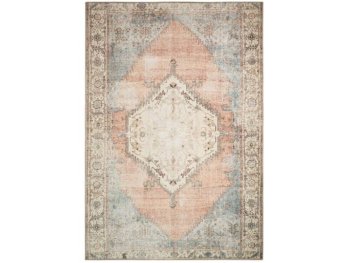 Tapis vintage motif orient effet usé bleu pastel et rose – 160x230
