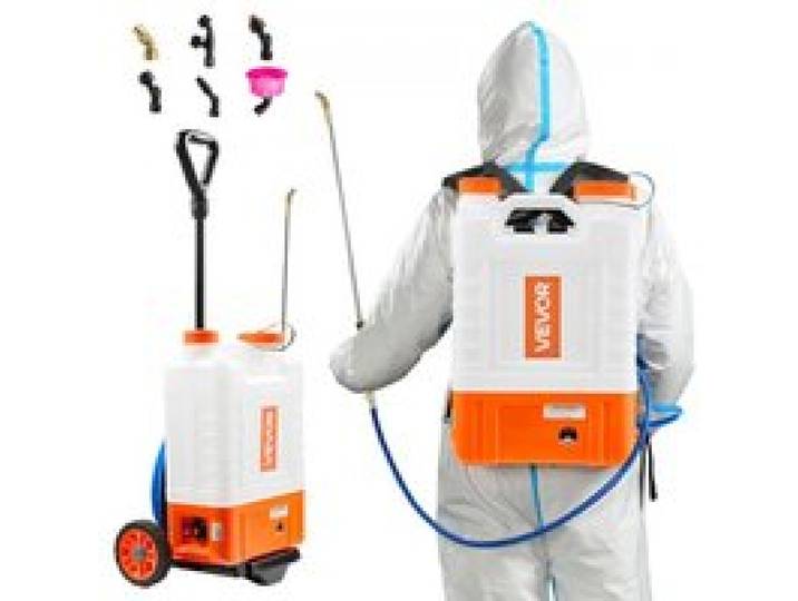 VEVOR Rucksacksprüher mit Wagen, Einstellbarer Druck 0–94 PSI, 15-Liter-Tank auf Rädern, mit 6 Düsen, 2 Zauberstäben, Weithalsdeckel für Garten, Jäten, Sprühen, Reinigen