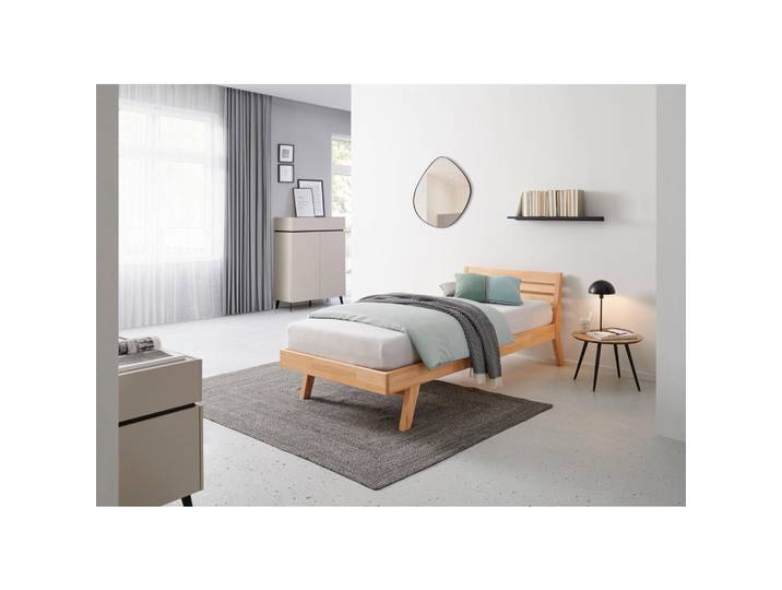 Mid.you Bett, Kernbuche, Holz, Kernbuche, massiv, 90x200 cm, Schlafzimmer, Betten, Einzelbetten