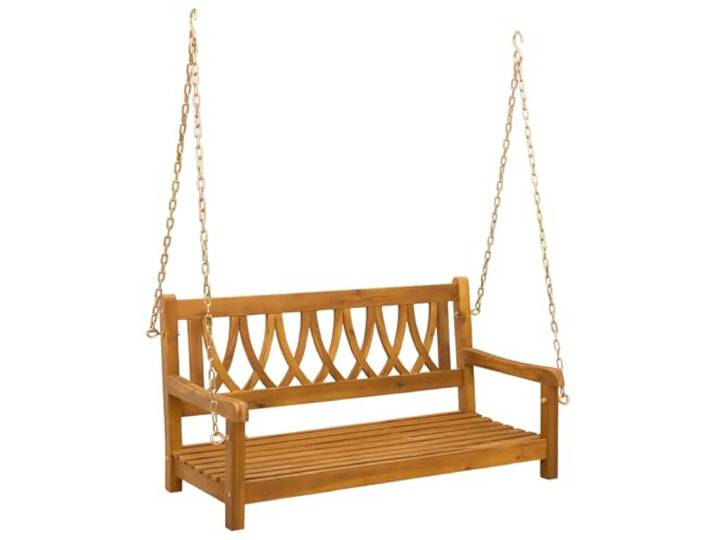 PHGTYUK Gartenschaukelbank 2-Sitzer 110 x 56 x 58 cm Massivholz Akazie Massivholz Akazie, geölter Metallrahmen, flache Armlehnen, feuchtes Tuch Reinigung, gesellige Runden
