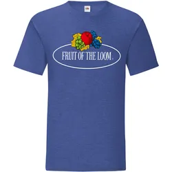 Fruit of the Loom Iconic 150 T-Shirt mit Vintage-Logo auf der Brust, retro royalblau meliert - Vintage-Logo groß, 2XL