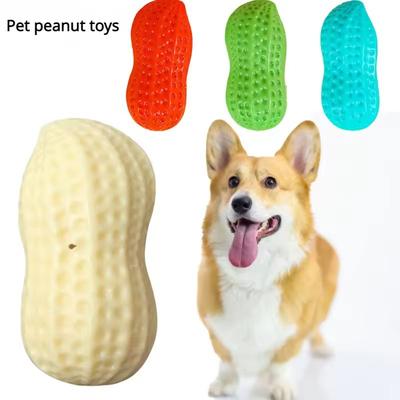 Inspire Curations Peanut Shape Rubber Squeaky Dog Toy For Chewing & Teeth Cleaning red
