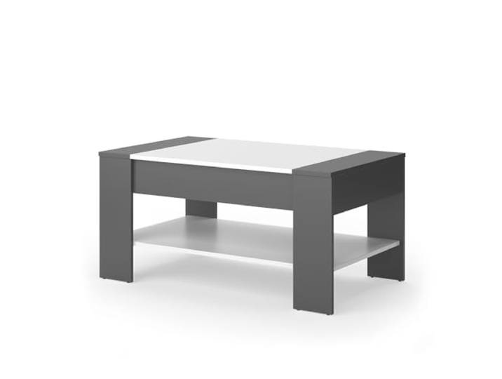 Vicco Couchtisch August, Anthrazit/Weiß, 99.6 x 58.8 cm mit Schublade, mit offener Ablagefläche für Bücher und Zeitschriften