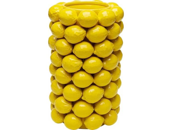 Kare Design vaas Lemon Juice, geel, plantenbak, decoratieve vaas, bloempot, citroenmotief, porselein, handgemaakt, uniek, 43 cm (H)