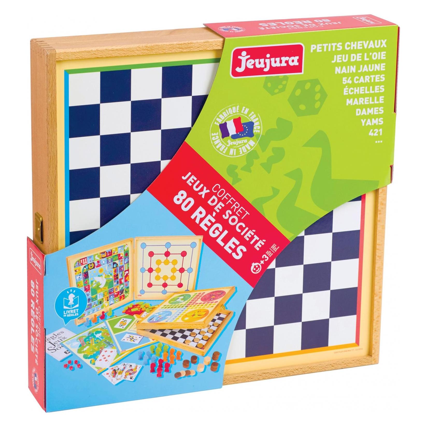Jeujura Spielkiste Aus Holz 80 Regeln (Deutsch, Englisch, Französisch, Italienisch, Portugiesisch, Spanisch) (8120)