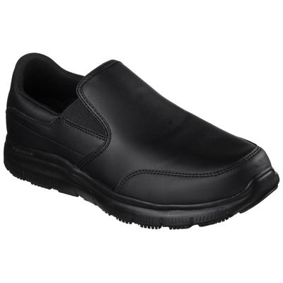 Berufsschuh SKECHERS "FLEX ADVANTAGE SR" Gr. 43, schwarz, 43, Leder, Schuhe, Slipper für Gastronomie, Pflege, Krankenhaus mit Stretcheinsatz