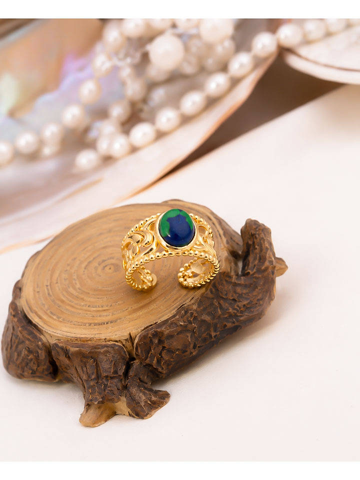 L'Atelier de Gaia Vergold. Ring mit Edelstein - onesize