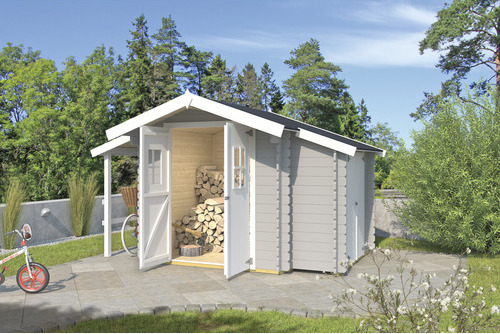 Gartenhaus weka Matheo inkl. Fußboden 365 x 258 cm hellgrau