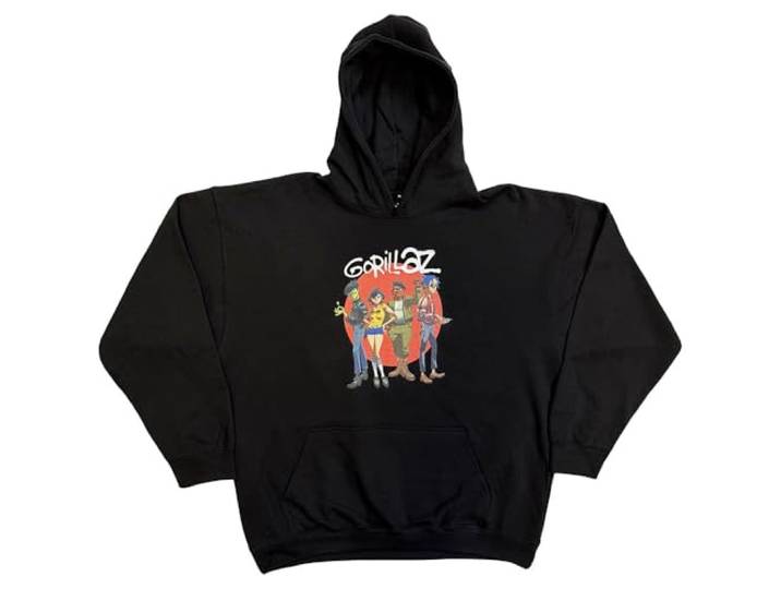 Gorillaz Unisex Pullover Capuchon: Group Circle Rise (Zwart) One Size