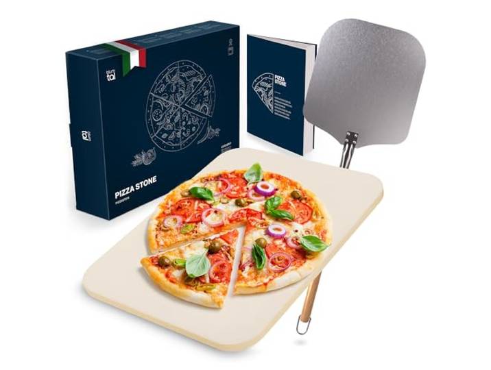 Blumtal Pizzasteen met pizzaschep - XL pizzasteen van cordieriet met extra lange pizzaschep in een gebruiksvriendelijke set