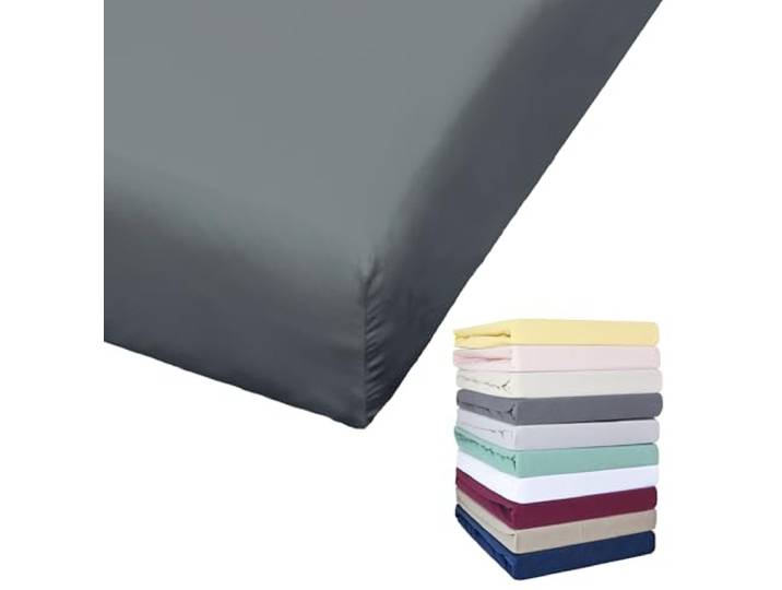 Bierbaum Jersey Spannbettlaken 27cm Steghöhe 90x190-100x200 / 140-160x200 / 180-200x200 cm Grau Gelb Weiß Grün Blau, Farbe:Dunkelgrau, Größe:140x200cm Spannbettlaken