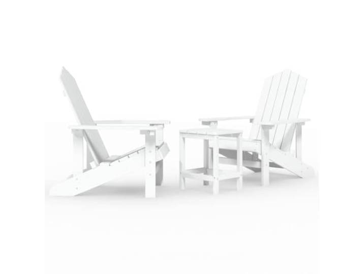 KUTYWEXFM Adirondack Gartenmöbel Set 3-tlg Stühle mit Beistelltisch Weiß Robustes HDPE-Mobiliar für Terrasse und Innenhof, pflegeleicht gefertigt mit ergonomisch hoher Rückenlehne für Erholung.