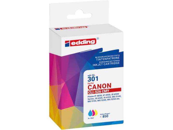 Edding Inktcartridge vervangt Canon CLI-526CMY Compatibel Combipack Cyaan, Magenta, Geel EDD-301 18-301-01