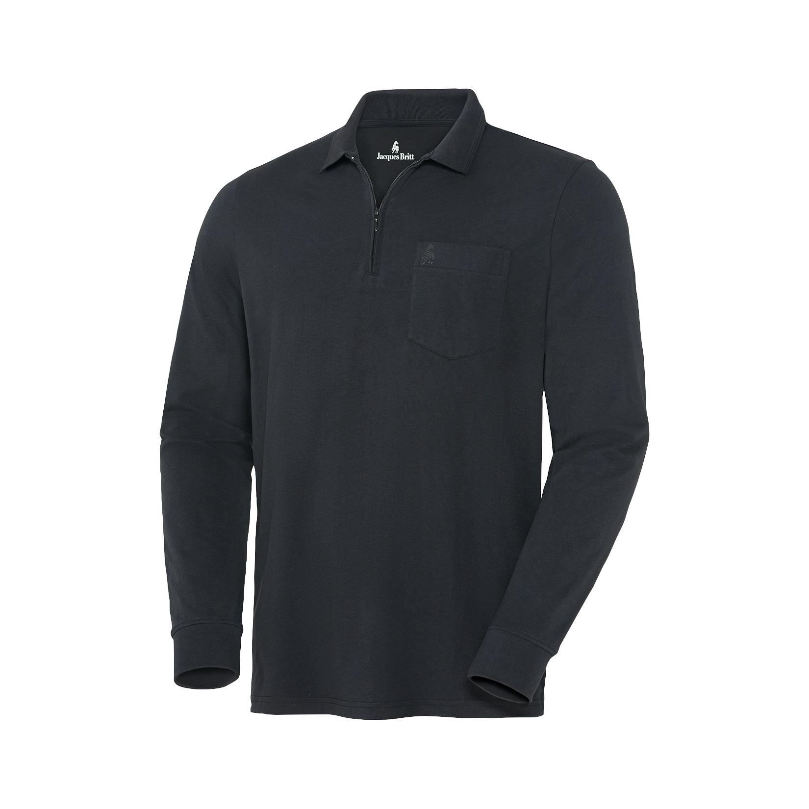 Jacques Britt Herren Polohemd langarm mit Zipp