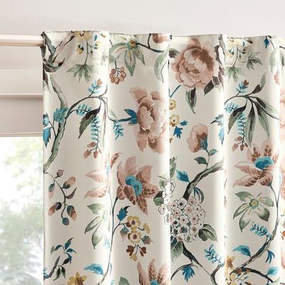 Sun Zero Claudette Vintage Floral Magnetic Closure Total Blackout Back Tab 2-Piece Curtain Panel Pair