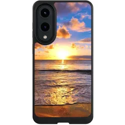Nivocase Hülle für Samsung Galaxy S25 Edge Handyhülle NIVOcore Case Schwarz Meer Sonnenuntergang Strand (Samsung Galaxy S25 Edge), Smartphone Hülle, Schwarz
