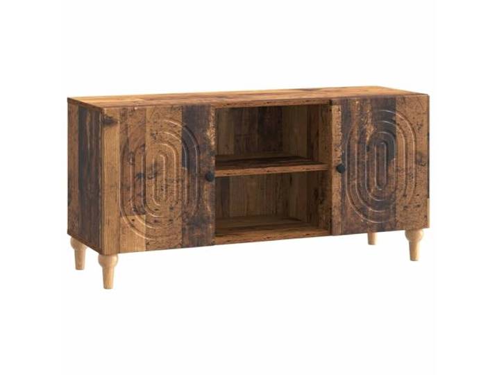 KGFHERENB TV-Schrank Altholz 102x34.5x50 cm Lowboard TV Board Kompaktes TV Board in Altholz-Optik fuer Wohnzimmer und Schlafzimmer mit 2 Schwenktueren und Fach fuer Mediengeraete.