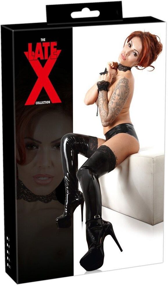 Late X Bas en Latex Noir
