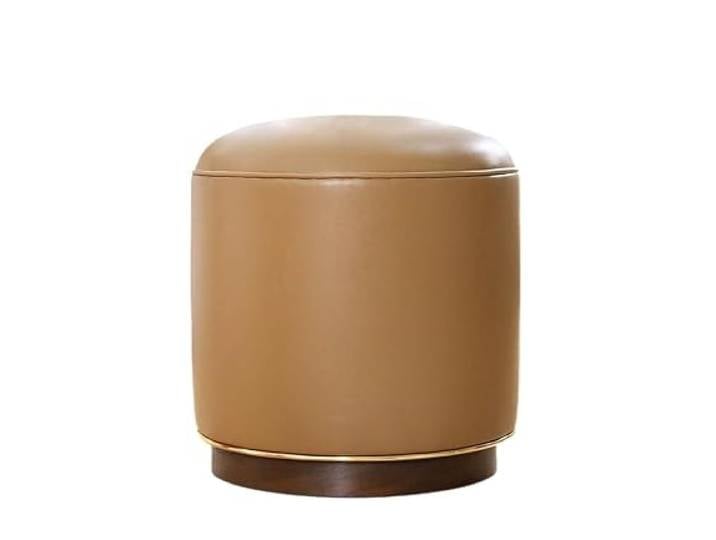 Atelier Del Sofa Stilvoller Pouf in Kaffeefarbe, 43 cm hoch, 42 cm tief 100% Kunstleder, Holzbeine, 35 cm Dicke orthopädische Polsterung Bohemian & Glamour Design