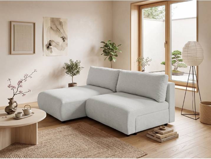 S-Style Möbel Ecksofa Sora mit Schlaffunktion, Bettkasten und extra tiefer Komfortzone, aus hochwertigem Strukturstoff, mit Wellenfederung