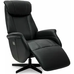 Relaxsessel Azano elektrisch Leder Schwarz - Drehsessel mit Liegefunktion & Fußstütze