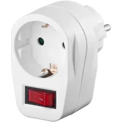 AccuCell Goobay 68906 Schutzkontaktsteckdose 16 A, Weiß - 1-er Schutzkontakt-Steckdosenadapter mit Schalter für DE-Stecksysteme