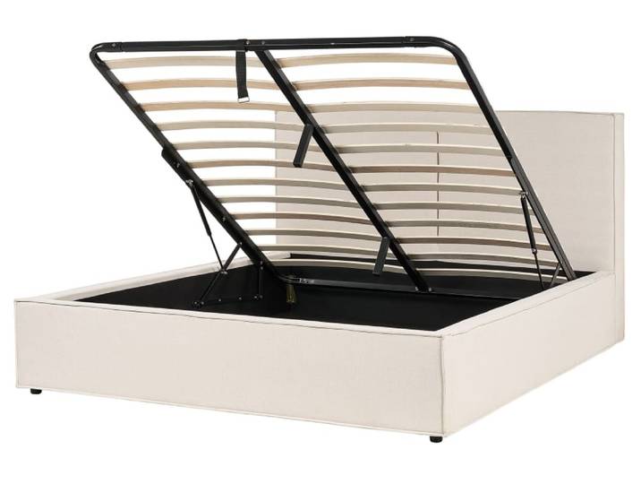 Lit double en tissu beige 160x200