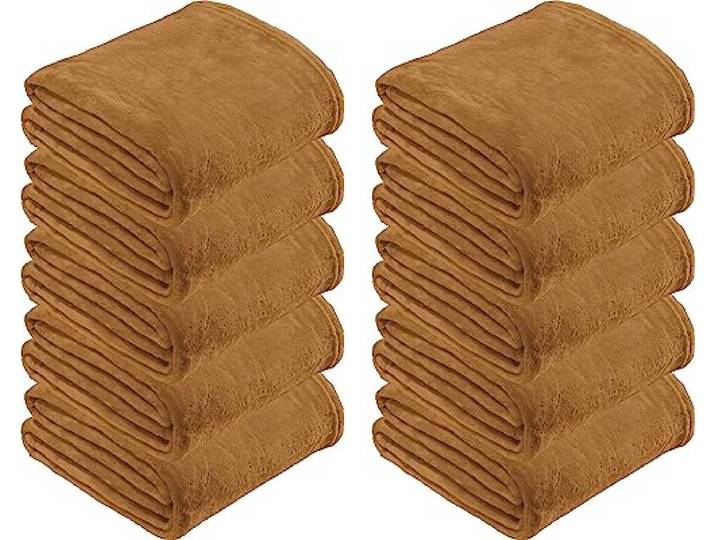 REDBEST Microfaserdecke Amarillo 10er-Pack, Fleece-Wohndecke, Sofadecke Cognac Größe 130x180 cm - kuscheliger Teddyfleece, pflegeleicht, waschbar