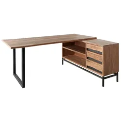 WOLFMÖBEL Eckschreibtisch Live Holz Braun Akazie