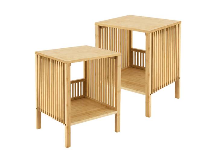 [en.casa] Satztisch-Set 2 Tlg. Varde, Naturfarben, Holz, Bambus, 38.5x50x33 cm, Wohnzimmer, Wohnzimmertische, Beistelltisch