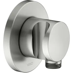 KEUCO Schlauchanschluss mit Brausehalter, Rosette rund, 59592060001, Farbe: Edelstahl-finish