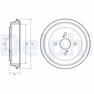 DELPHI Bremstrommel BF674 für TOYOTA