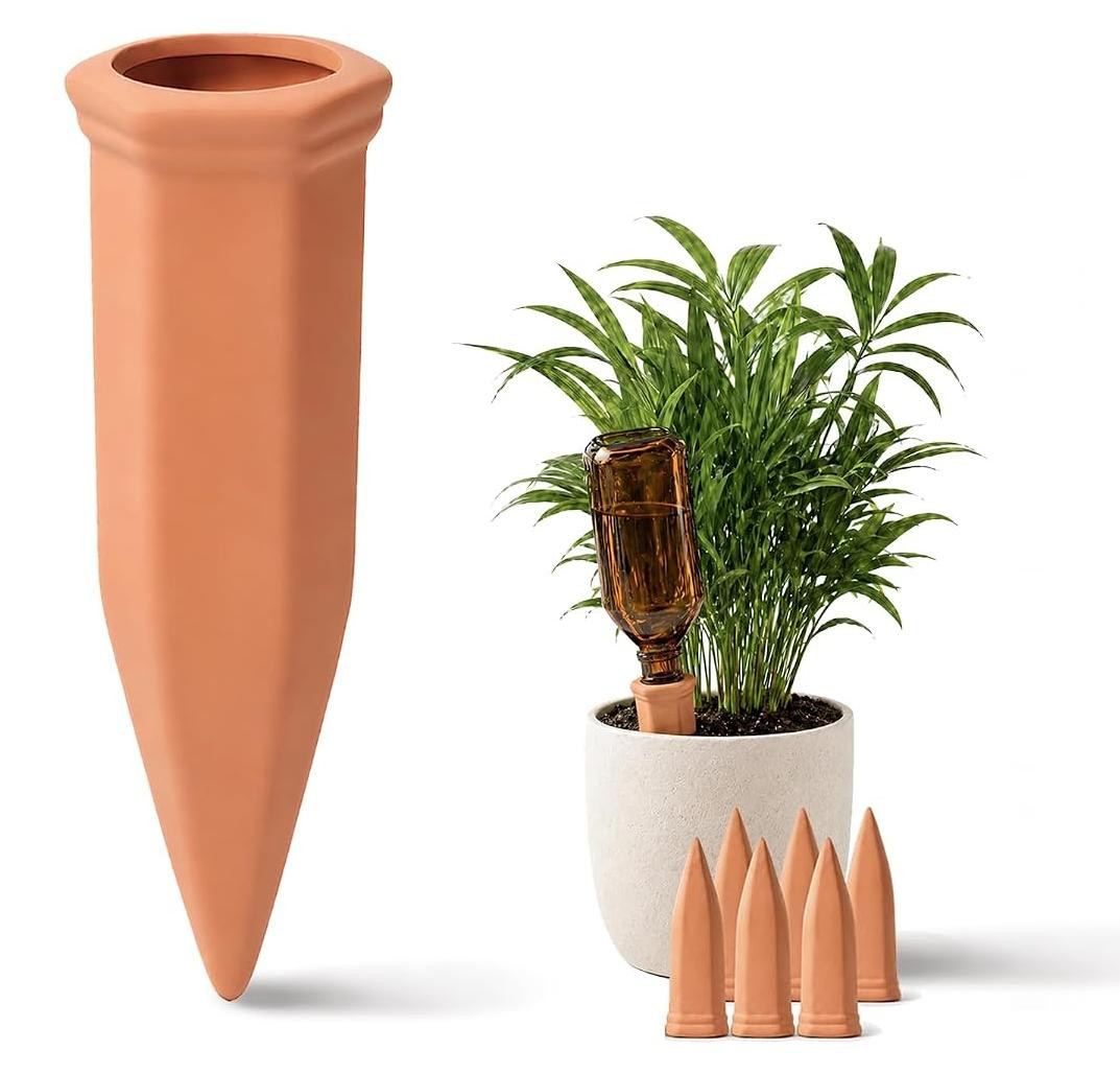oCreon Terracotta zelfwatergevende spikes - Set van 6 - Automatisch planten watergeefsysteem voor binnen en buiten