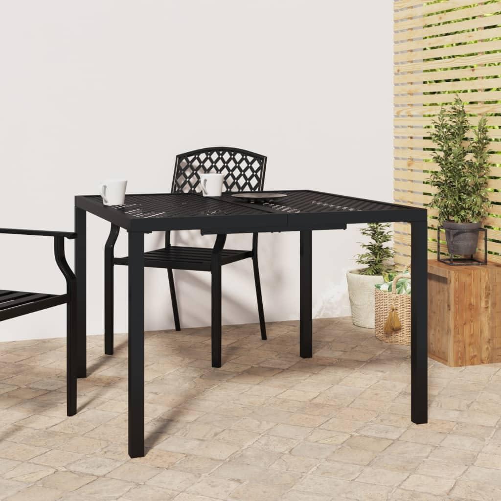 Anthrazitfarbener Gartentisch aus Stahl, 100x100x72 cm, robust und wetterfest für Balkon, Terrasse und Wintergarten, pflegeleichtes Metallgestell zum Grillen und Essen im Garten