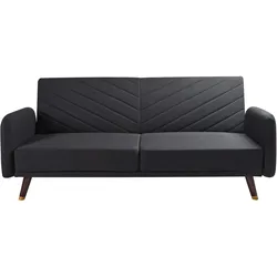 SCHLAFSOFA 3-Sitzer Kunstleinen Schwarz Senja