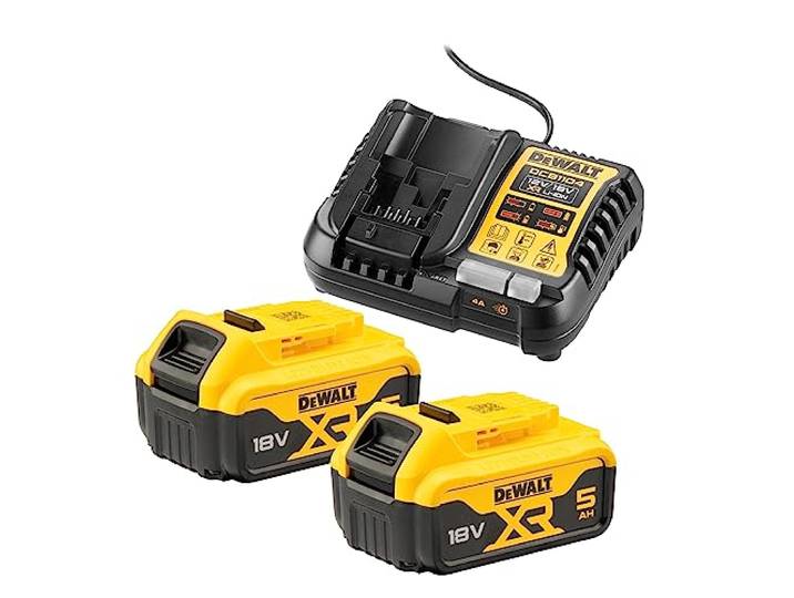 Dewalt - Pack 2 batteries XR 18V 5Ah Li-Ion + chargeur - DCB1104P2-QW