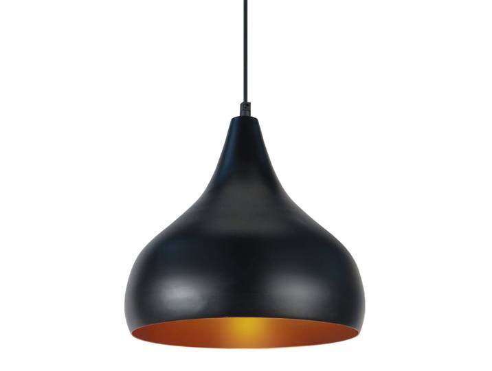 Suspension métal abat-jour noir et cuivre