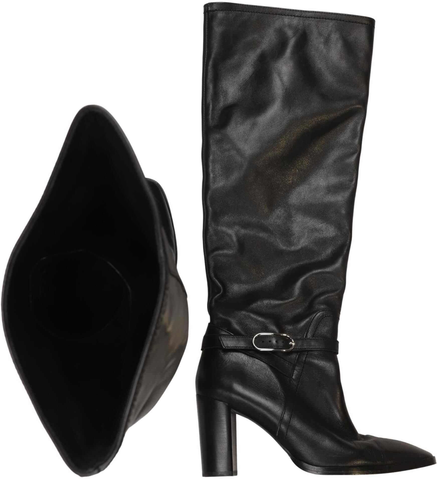 Massimo Dutti Damen Stiefel, Schwarz, Gr. EU 39, kein / Etikett - Second Hand