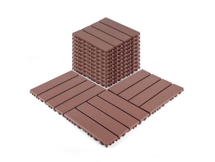 Oxeza Terrassenfliese 30.5/30.5/2 Rötlichbraun, Plastik (44 Stück), Rotbraun, Kunststoff, Mode, Quadratisch, 30.5x2x30.5 cm, Teppiche und Böden, Terrassenböden & Balkonböden, Terrassenfliesen