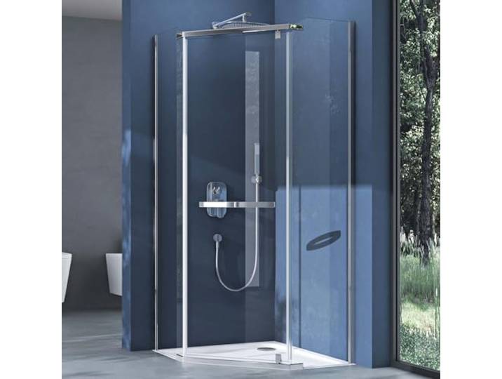 doporro Cabine de Douche Pentagonale en Angle 100x100x195cm Paroi de Douche Verre Transparent\, Montage Réversible\, Ravenna08K